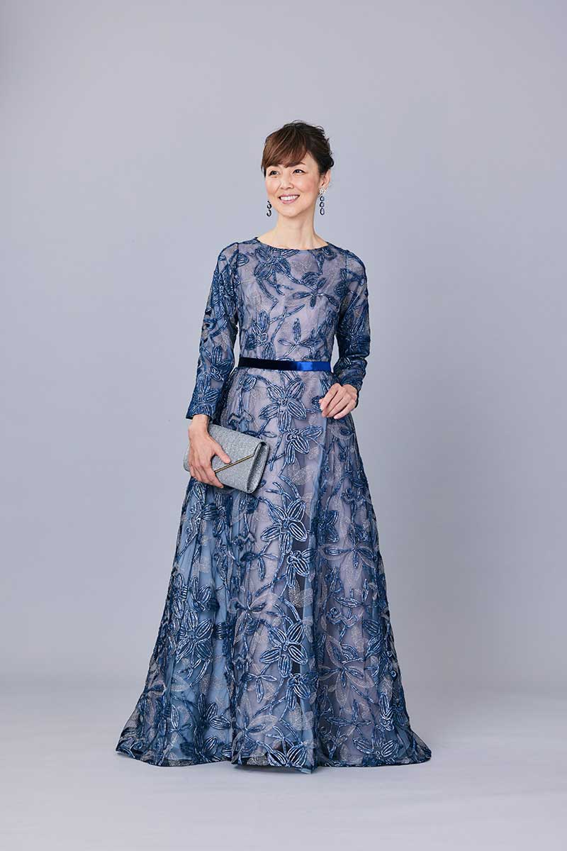 PETER LANGNER（ピーター・ラングナー）の花刺繍チュールロングドレス