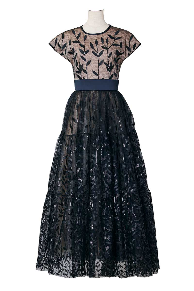 リーフ刺繍 ロングドレス（40）